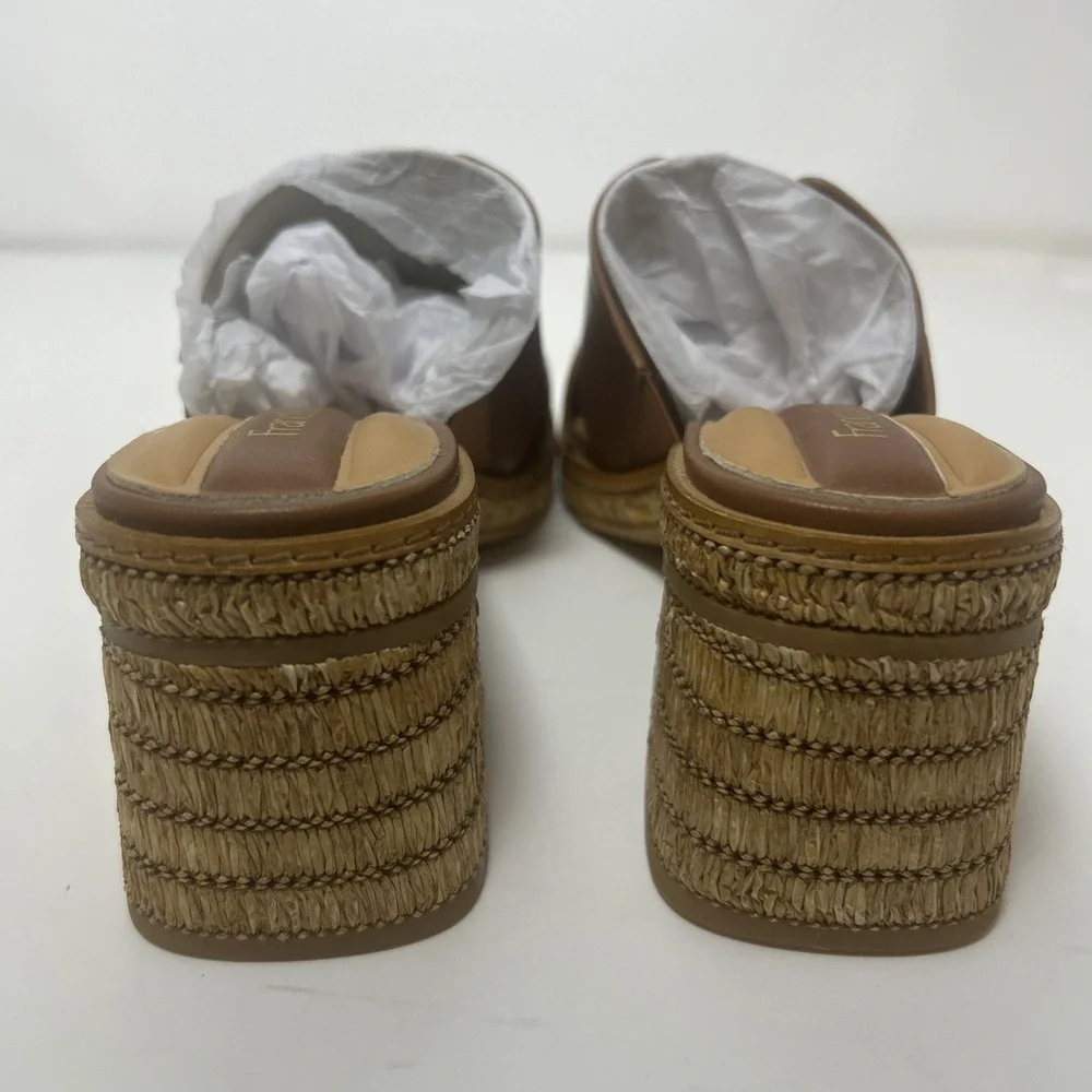 Franco Sarto Florence Heeled Slide Sandals Cognac Leather Women's 6.5 M